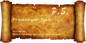 Presburger Saul névjegykártya